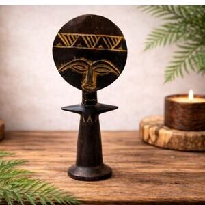 Handcrafted Ghana Wooden Figure | African Tribal Art Sculpture | 12” Decor Piece
